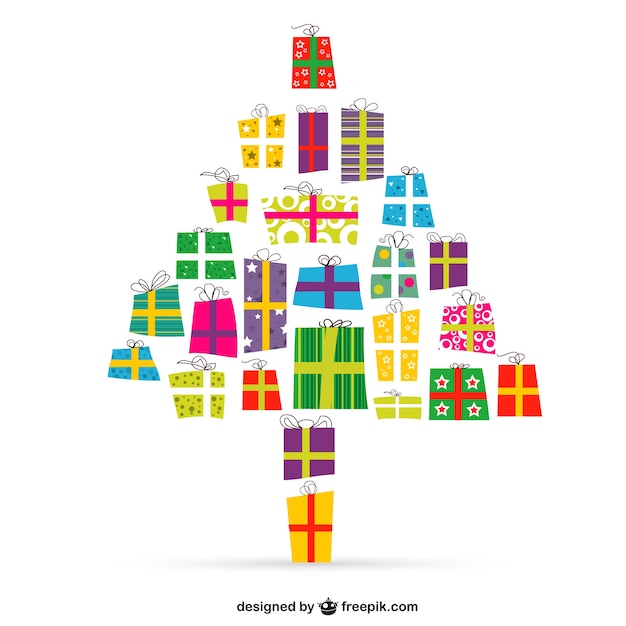 Kerstboom met cadeautjes vector