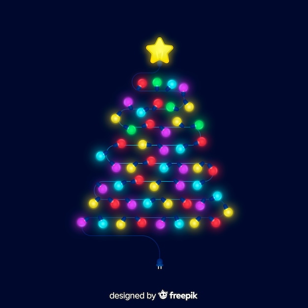 Gratis vector kerstboom met lichten