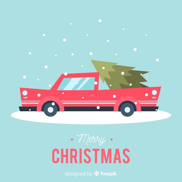 Gratis vector kerstboom op pick-up