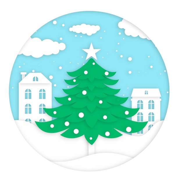 Gratis vector kerstboomconcept in document stijl