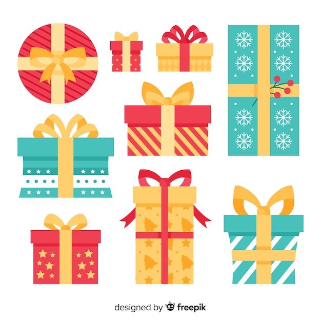 Gratis vector kerstcadeau collectie