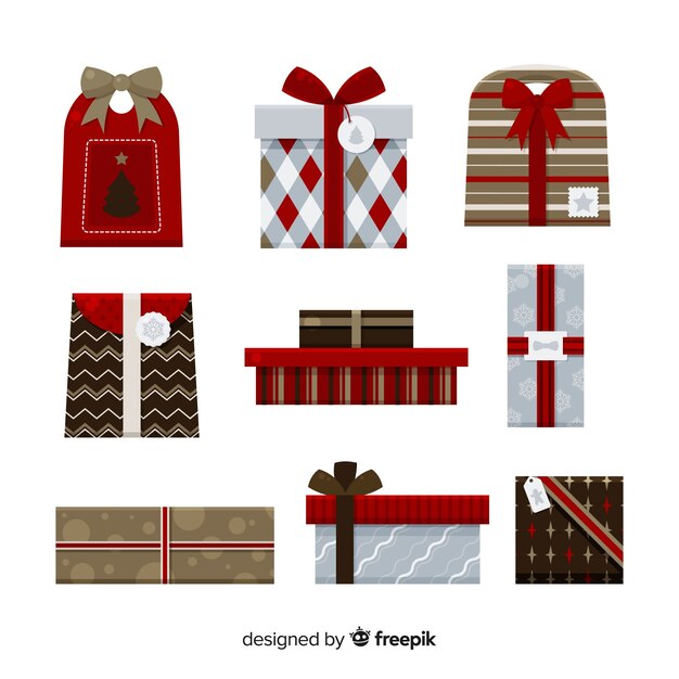 Gratis vector kerstcadeau collectie