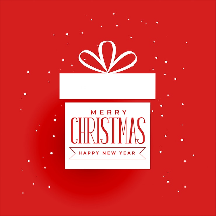Gratis Vector kerstcadeau op rode achtergrond