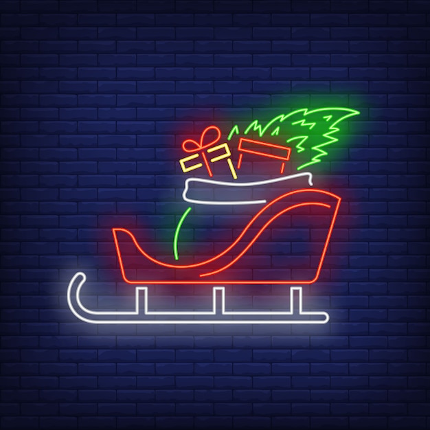 Gratis vector kerstcadeaus in slee in neon stijl