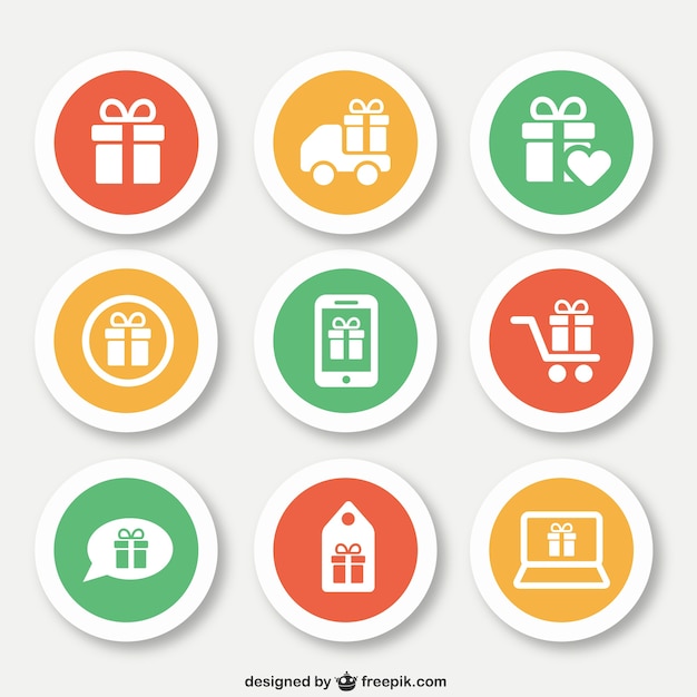 Gratis vector kerstcadeautjes iconen