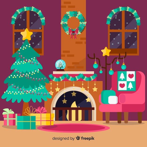 Gratis vector kerstdecoratie in vlakke stijl