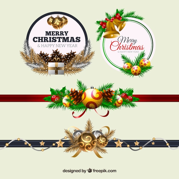 Gratis vector kerstdecoratie pakket