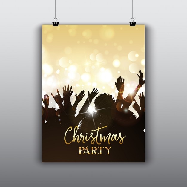 Kerstfeest flier met menigte silhouet