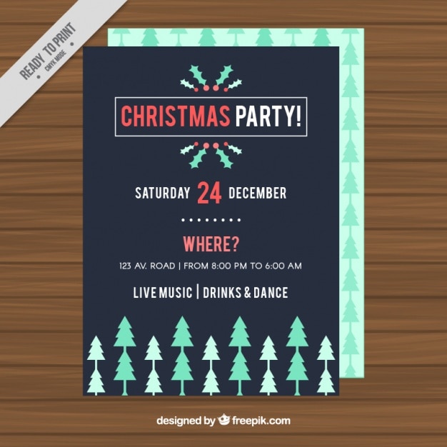 Gratis vector kerstfeest poster met bomen in groene tinten