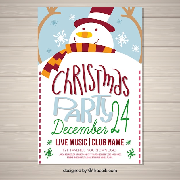 Kerstfeest poster met sneeuwpop