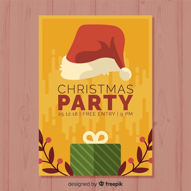 Kerstfeest poster sjabloon in platte ontwerp