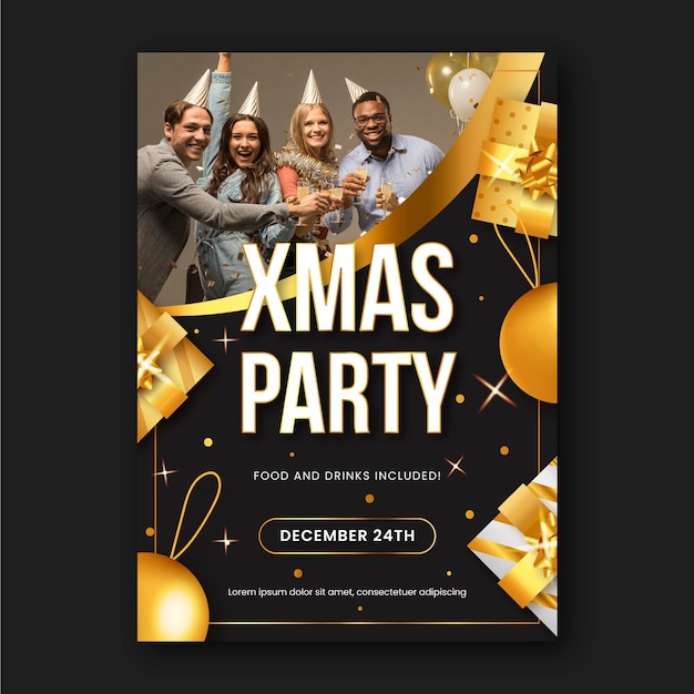 Gratis vector kerstfeest poster sjabloon