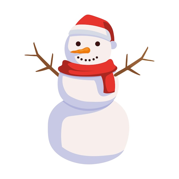 Gratis vector kerstfiguur sneeuwman illustratie geïsoleerd