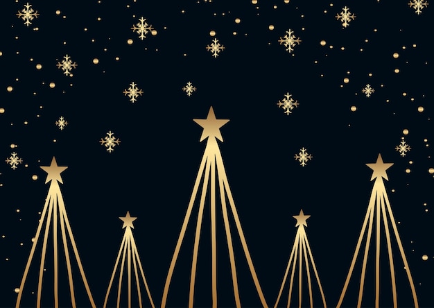 Gratis vector kerstkaart met een modern goud en zwart boomontwerp