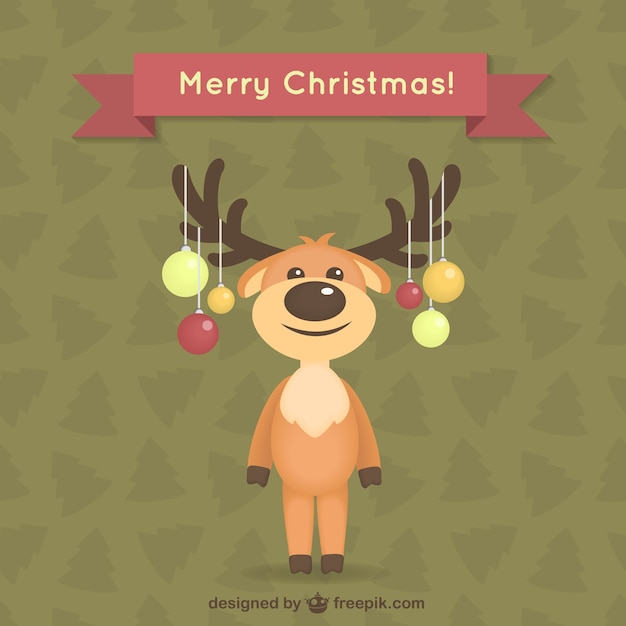 Gratis vector kerstkaart met rendieren