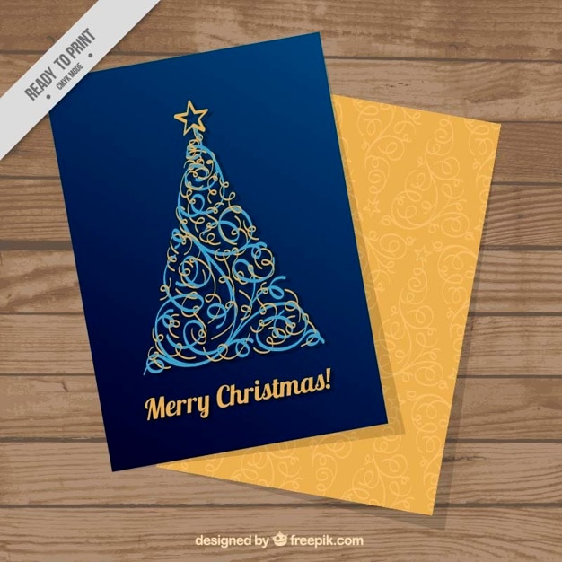 Gratis vector kerstkaart met sierboom