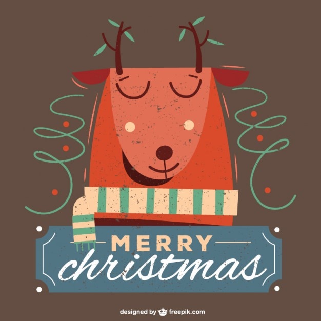 Gratis vector kerstkaart van het rendier