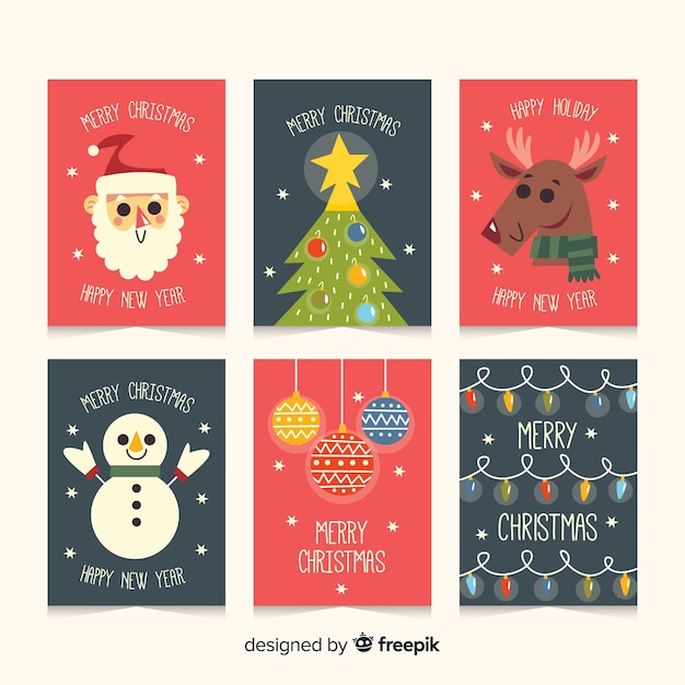 Gratis vector kerstkaart verzamelen