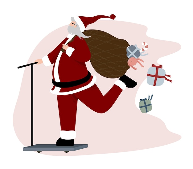 Gratis vector kerstkaarten tmmplate met stripfiguur van de kerstman