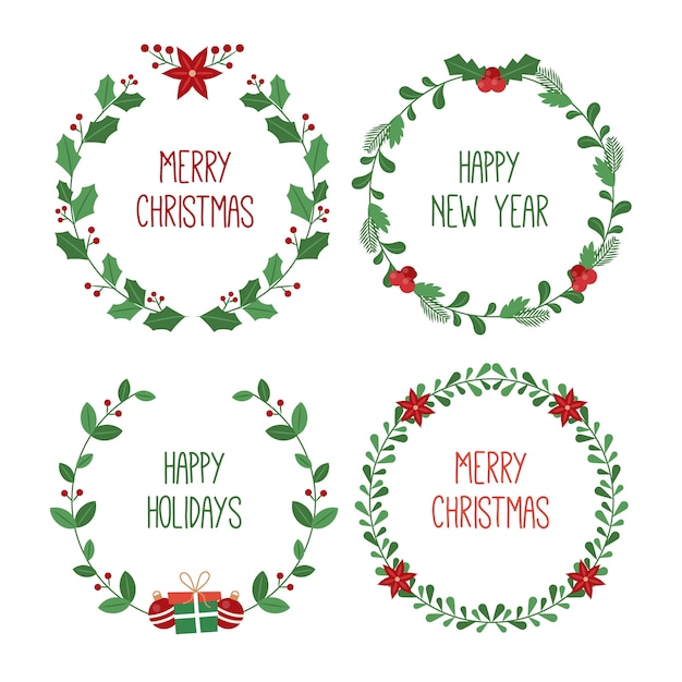 Gratis vector kerstkaders en randen in plat ontwerp