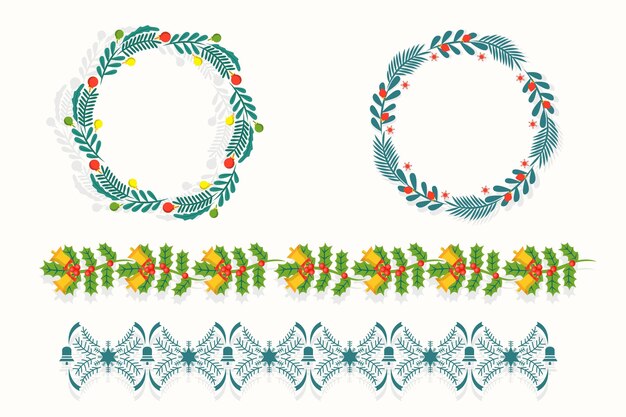 Kerstkaders en randen in plat ontwerp