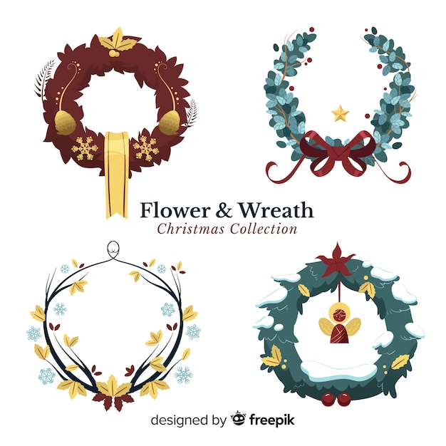 Gratis vector kerstkransen instellen