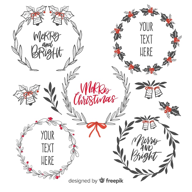 Gratis vector kerstkransen instellen