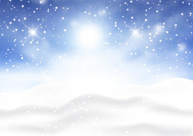 Gratis vector kerstlandschap met vallende sneeuw