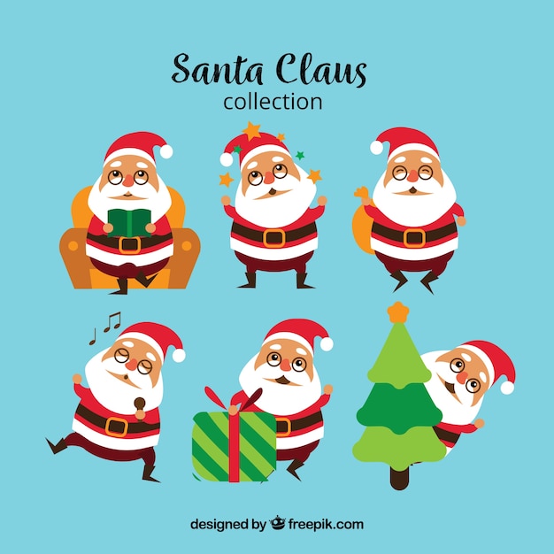 Gratis vector kerstman collectie van 6