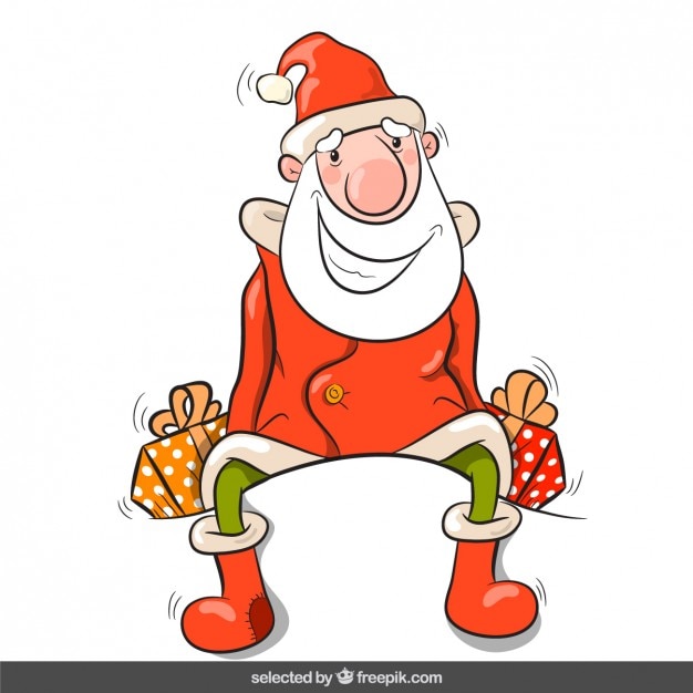 Gratis vector kerstman met cadeautjes