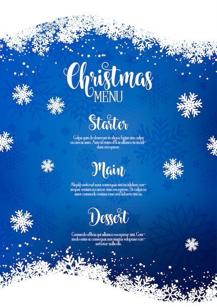 Kerstmenu met sneeuwvlokontwerp