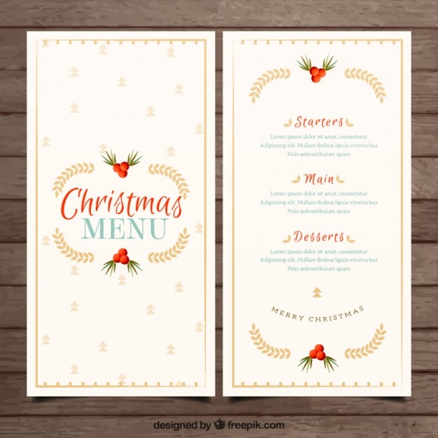 Gratis vector kerstmenu sjabloon