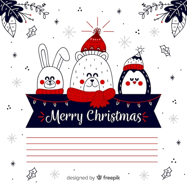 Gratis vector kerstmis achtergrond hand getrokken