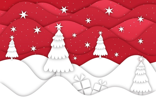 Gratis vector kerstmis achtergrond in papierstijl