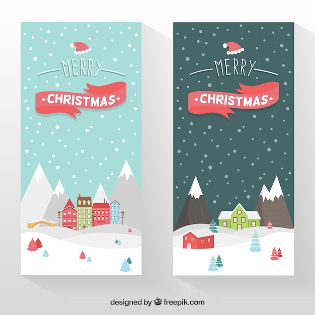 Kerstmis banners met sneeuwlandschap