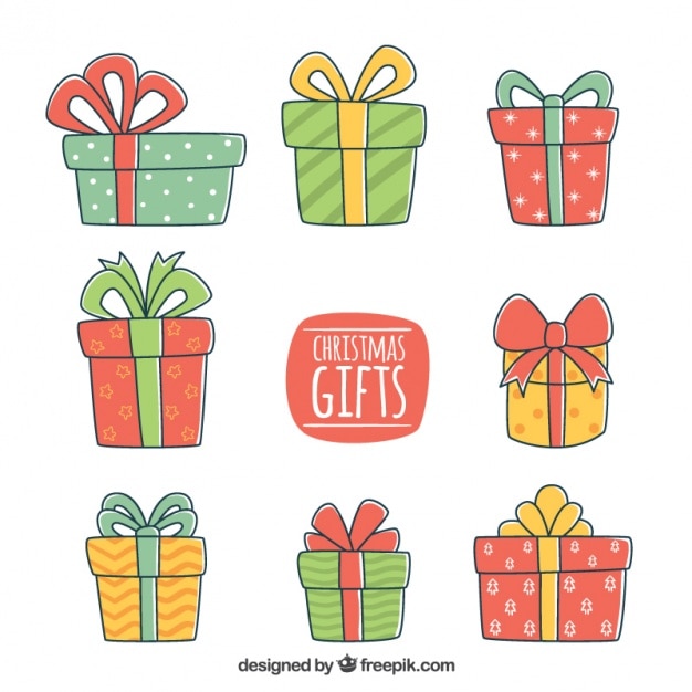 Gratis vector kerstmis giftbox set