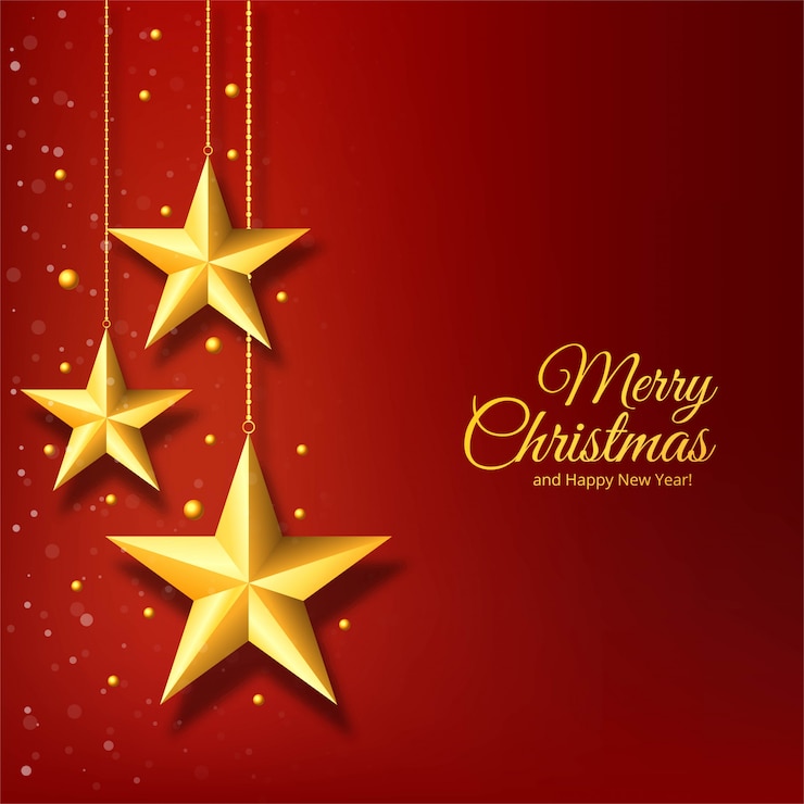 Gratis Vector kerstmis gouden ster op rode achtergrond