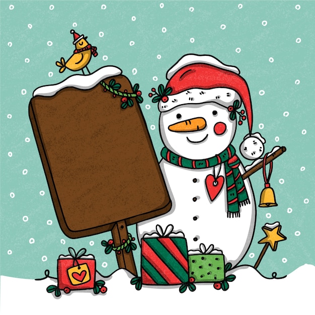 Gratis vector kerstmis karakter bedrijf leeg banner