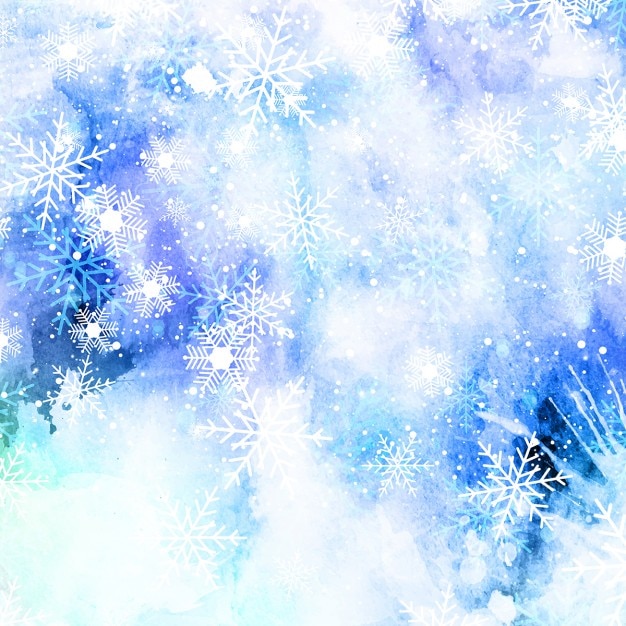 Gratis vector kerstmis sneeuwvlokken op een aquarel achtergrond