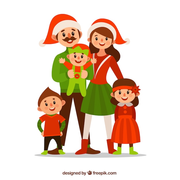 Gratis vector kerstmis van de familie karakters