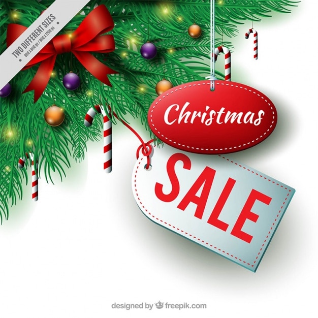 Gratis vector kerstmis verkoop achtergrond met fir decoratie