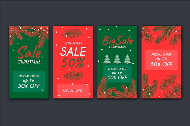 Kerstmis verkoop Instagram verhaalcollectie