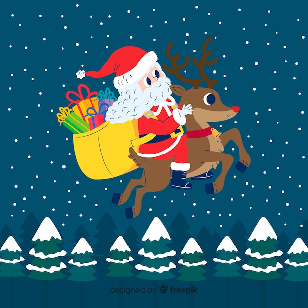 Gratis vector kerstmisachtergrond in vlak ontwerp