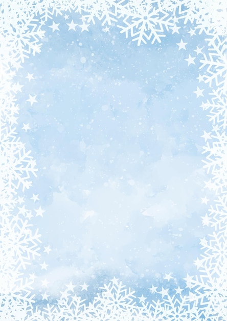 Gratis vector kerstmisachtergrond met een decoratieve sneeuwvlok en sterrengrens