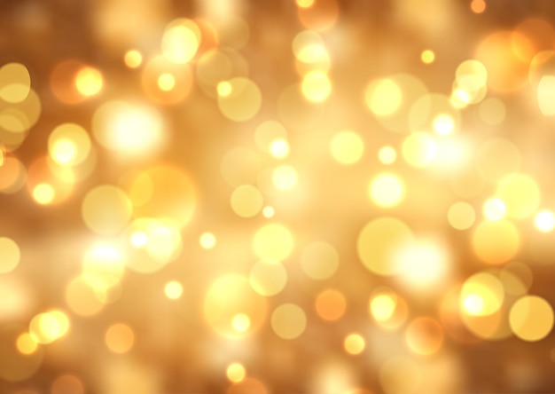 Gratis vector kerstmisachtergrond met een gouden bokeh lichtontwerp