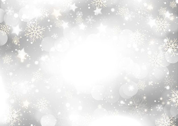 Gratis vector kerstmisachtergrond met sneeuwvlokken en sterrenontwerp