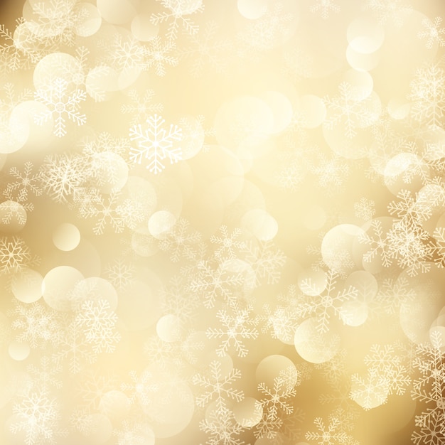 Gratis vector kerstmisachtergrond van gouden sneeuwvlokken