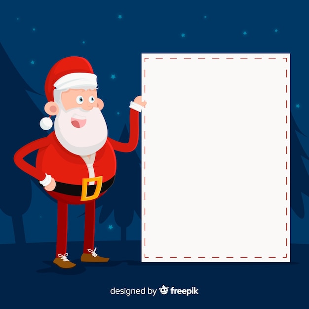 Gratis vector kerstmiskarakter die witte lege kaart houden