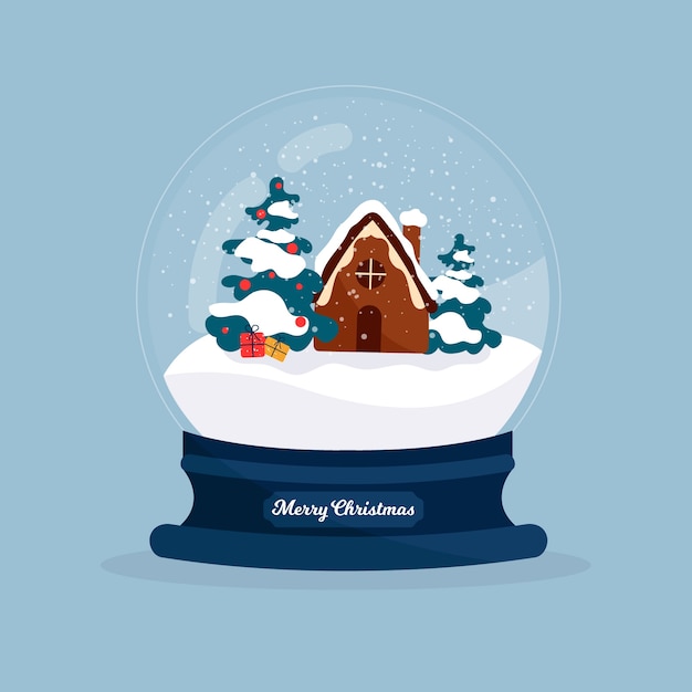 Gratis vector kerstmissneeuwbalbol in plat ontwerp