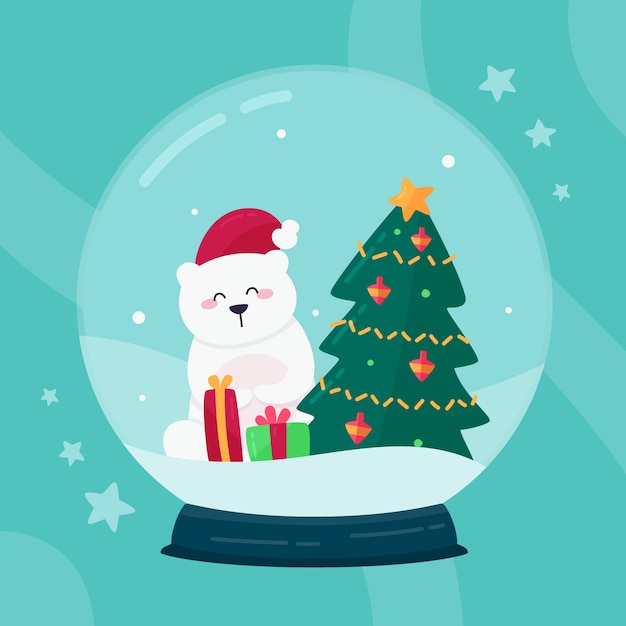 Gratis vector kerstmissneeuwbalbol in plat ontwerp